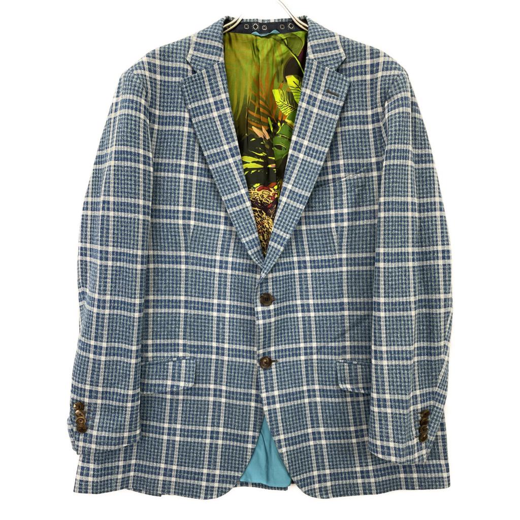 ETRO 2021 1187Q Blue Jacquard Print Lining 2B Tailored Jacket Jacket 60 blueUsed