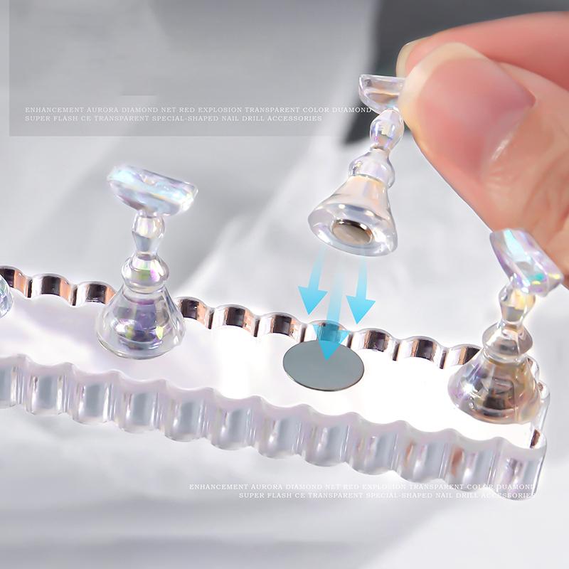 Magnetic Nail Holder False Nail Tip Practice Stand Aurora Base Holder Nail Art Display For Art Salon DIY & Practice 5pcs/Set
