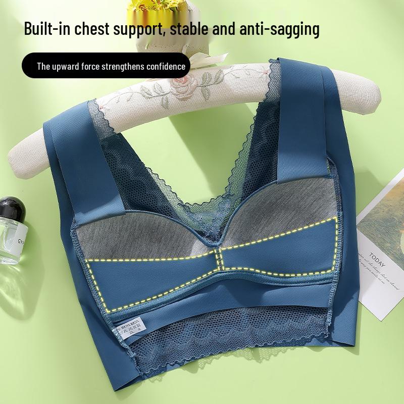 Summer V-neck Lace Wire-free Women's Bra - Beautiful Back Design, Bust Minimizer