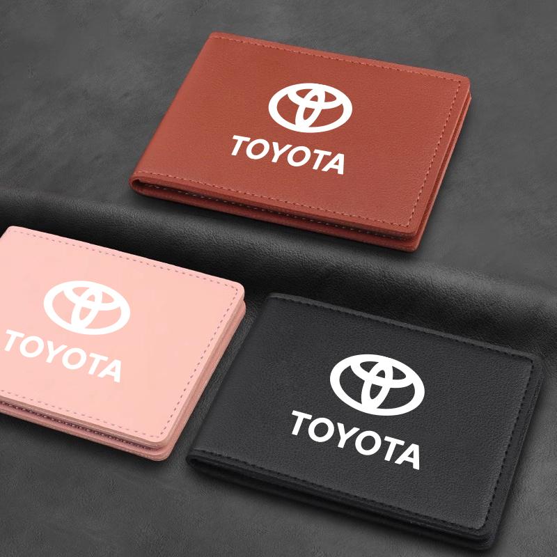 Leather Car Driver License Holder Cover For Toyota Corolla Yaris Aygo Prius CHR Camry Auris Avensis Land Cruiser Prado Keyring