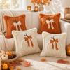 Embroidered Pumpkin Throw Pillow Cover Soft Textured Sofa Cushion Case Decorative Accent for Living Room Autumn Home Decor 18x18 Inches