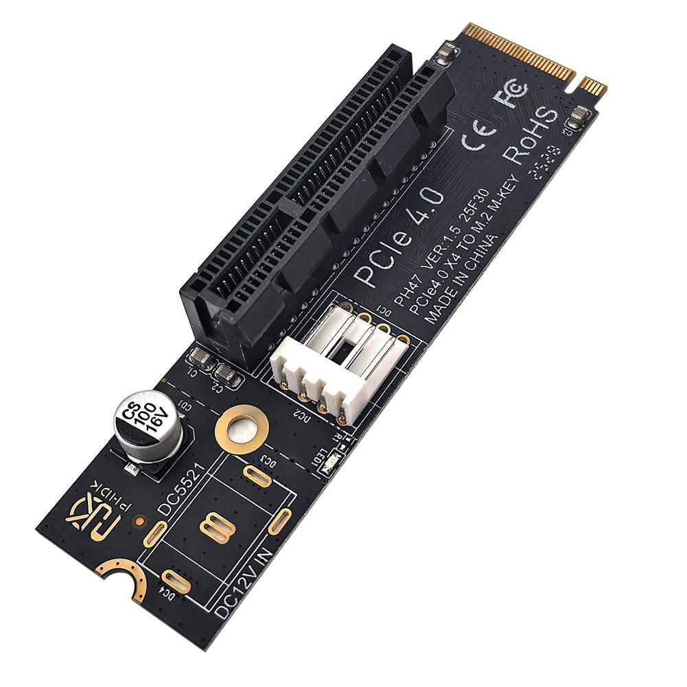 NGFF M.2 To PCI-E 4X SATA Power Riser Compatible with X1 X4 X8 X16 PCI-e Interface Adapter Card