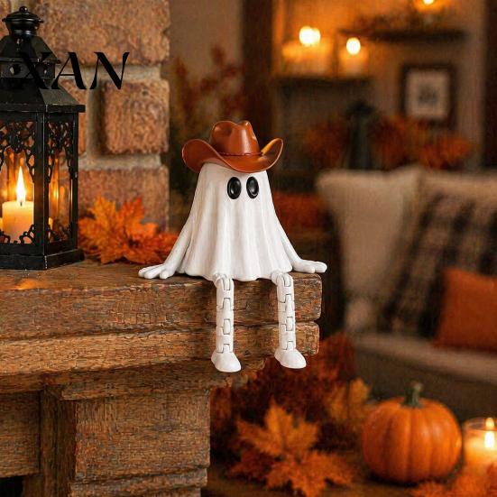 Halloween Ghost Pumpkin Figurines 3D Printed Decoration, Cute Figurine with Handmade Vivid Character Statues Movable Joints for Coffee Table