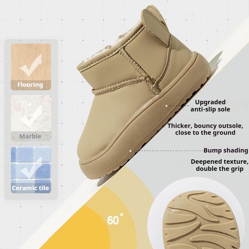 Παιδικές Φλις Ζεστές Βαμβακερές Μπότες Παιδικές Ψηλές Μπότες Χιονιού Παιδικές Μονόχρωμες Φλις Χειμερινές Μπότες