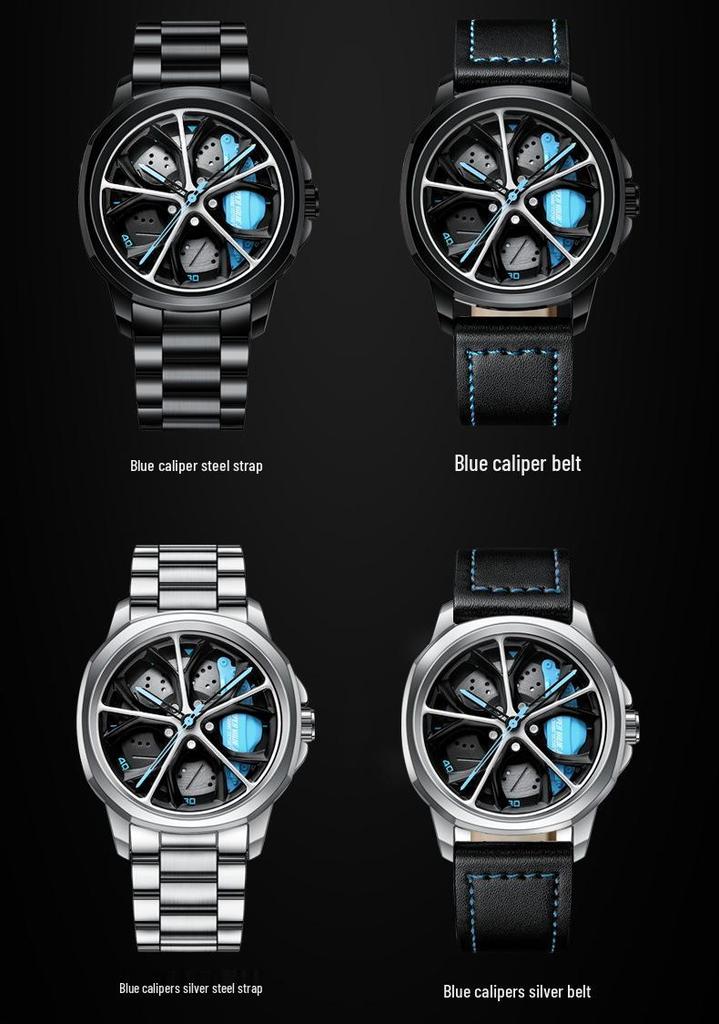 SVJ Men's Wheel Watch: Cross-border Bestseller with 3D Hollow Design & Car Mod Brake Caliper