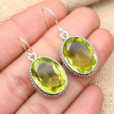 Úžasné ručne vyrábané šperky Lemon Topaz Gemstone 925 Sterling Silver Náušnice pre lásku