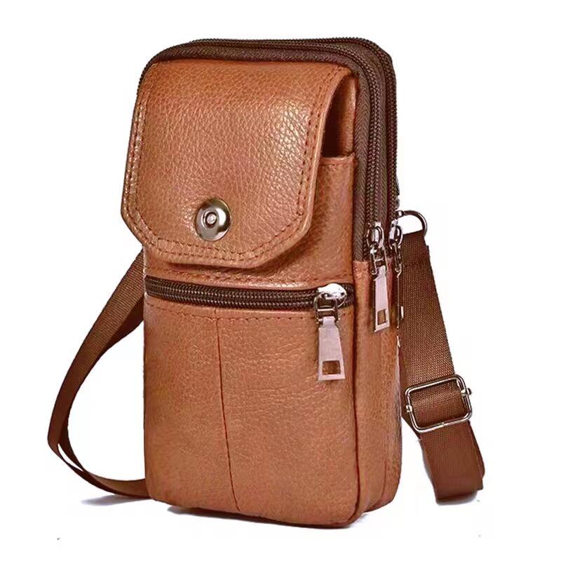 

Men s Leather Multifunctional Vertical Mobile Phone Belt Bag for Construction and Outdoor Use 7.5-inch 19x11x7 cm