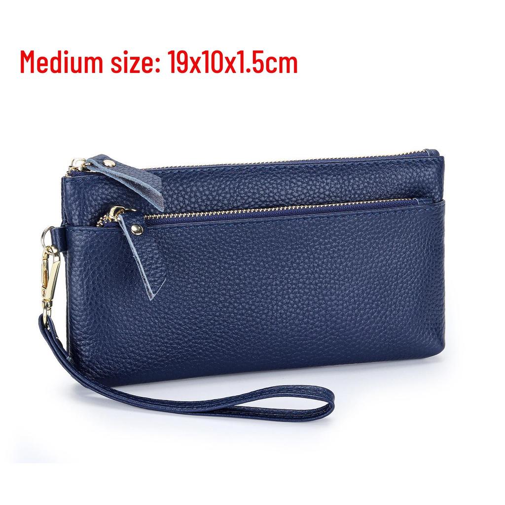 Portefeuille Pochette en Cuir de Vache Grande Capacité pour Femme avec Rangement pour Téléphone