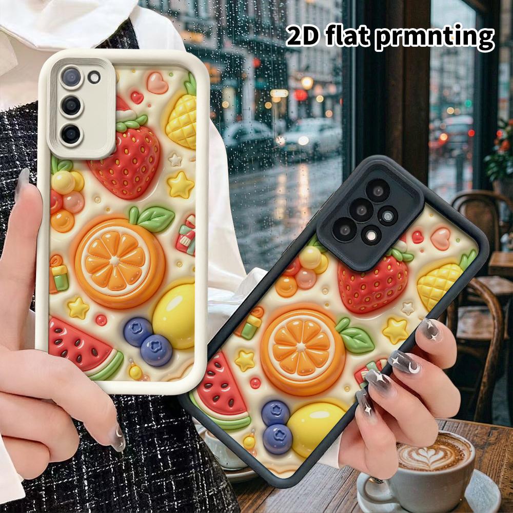 Phone Case: 2D flat, suitable for Samsung Galaxy A34 A35 M05 M06 S20 S22 S21 FE Plus 5G protective cases, Christmas fruit platter, perfect Christmas a