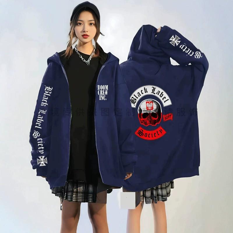 Sweat à capuche imprimé crâne Black Label Society Coupe ample Sweatshirt décontracté Garçons adolescents