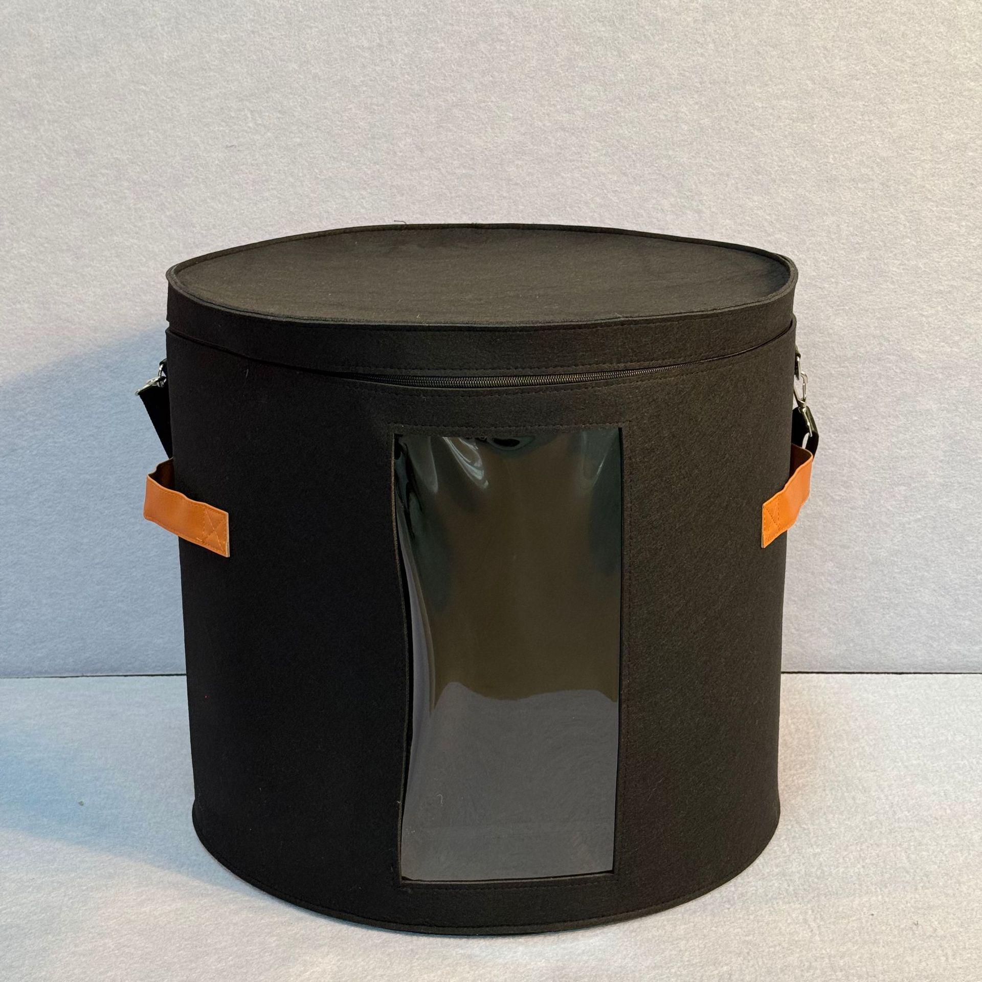 

New Felt Hat Storage and Toy Box with Lid - Dustproof Portable Handbag Travel Bag Diameter 43cm x Height 26cm (no strap)