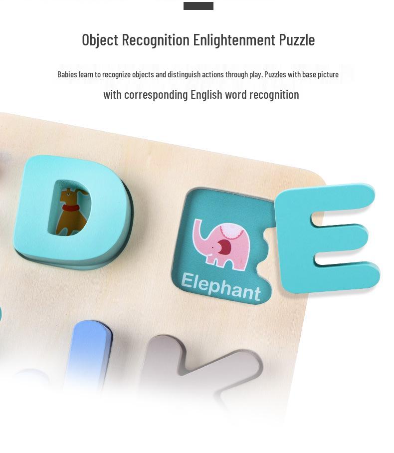 Wooden Macaron Letter & Number Jigsaw Puzzle for Kindergarten