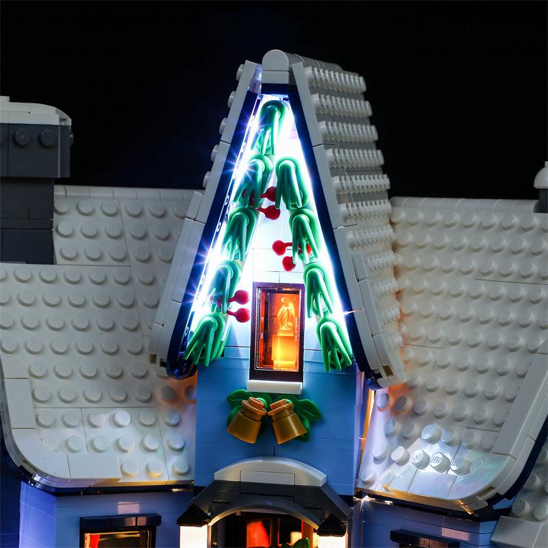 Gör-det-själv LED-belysningskit för LEGO Icons 10293 Jultomtens Besök Byggklossleksak Dekoration Justerbara Belysningstillbehör