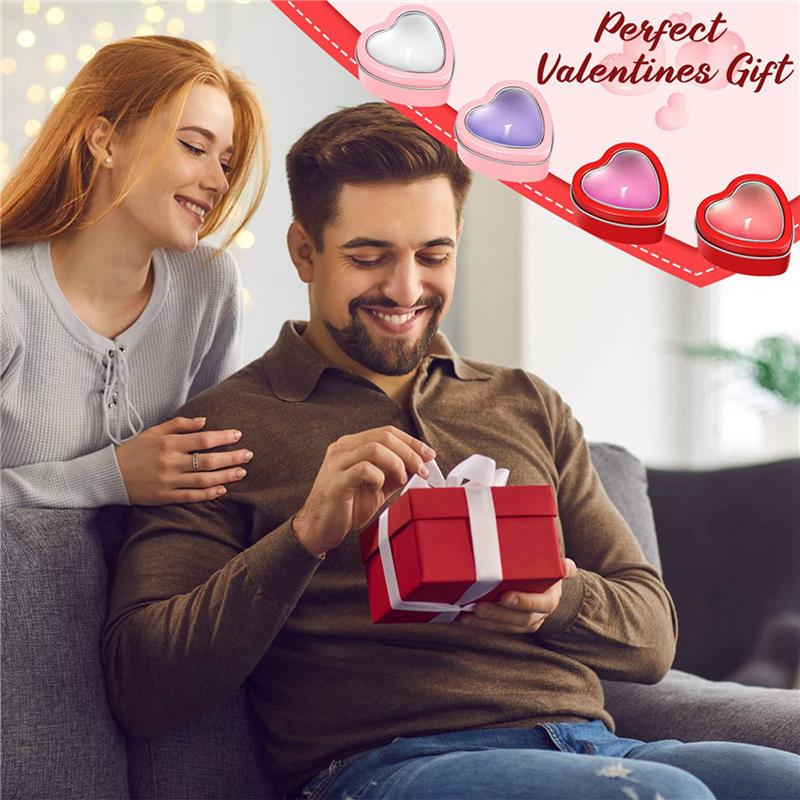 ABUL-48 PCS Heart Shape Metal Tins With Lid Metal Tin Cans Empty Candle Tins Red And Pink Valentine's Day Gift Boxes