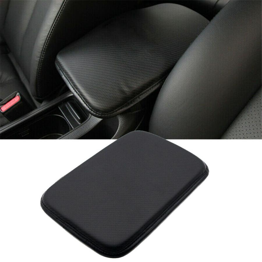 Black PU Leather Car Armrest Pad Center Console Box Cushion Mat Cover Protector