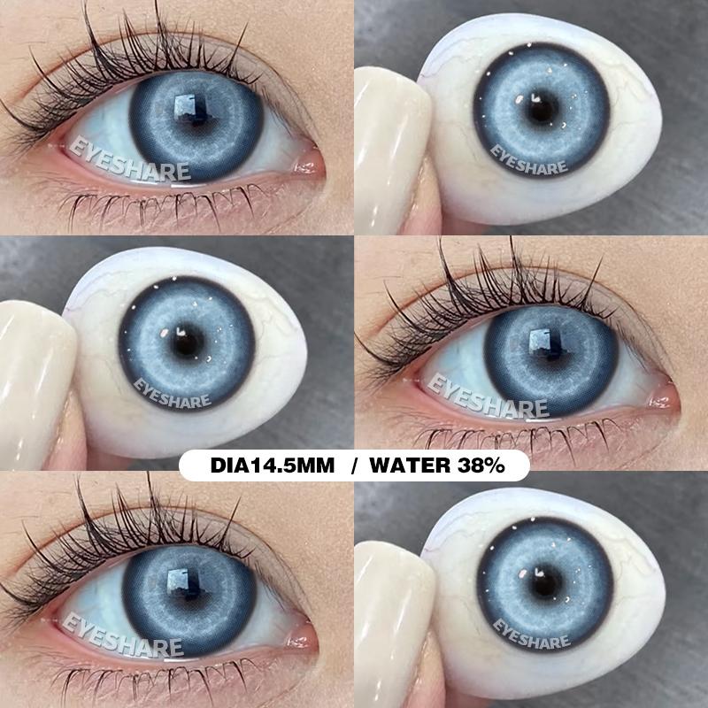 Eyeshare 2pcs Prague Purple Contact Lenses for Colored Eye Makeup Yearly Use 14.2mm Softlens Cosmetics