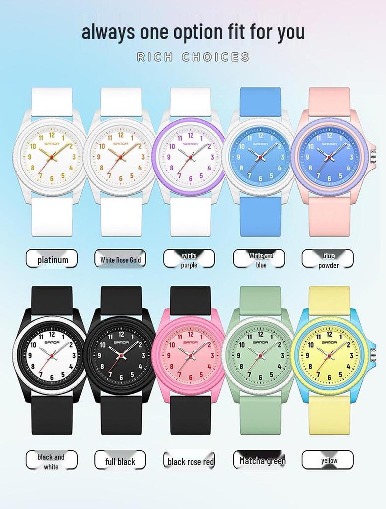 Sanda Unisex Waterproof Quartz Watch for Students - Simple, Versatile Design for School and Exams