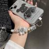 New Diamond Encrusted Love Bear Mobile phone Lanyard Short Handheld Phone Chain Female Wrist Hanging Chain Flash Diamond Female