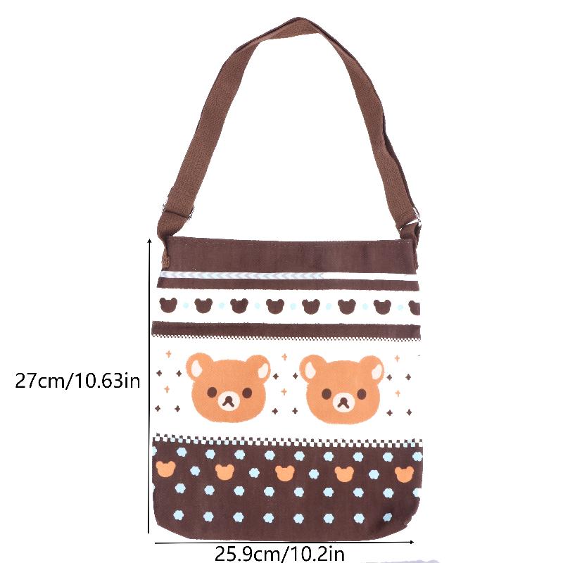 Cute Cartoon Relax Bear Crossbody Bag Large Capacity Canvas Shoulder Bag Lovely Portable Messenger Bag For Girls Gift