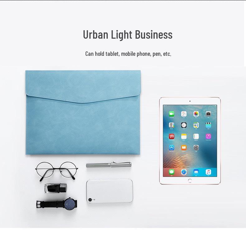 A4 Leather Office File Bag - Business Document & Contract Holder