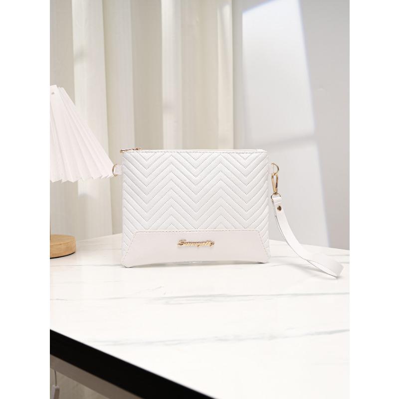 

Ladies bag summer and autumn new personalized change small bag embossed letter label decorative clutch bag белый