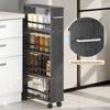 Storage Trolley, 4-Tier, Rolling Cart with Handles, Narrow, 45 x 15 x 91 cm, Black