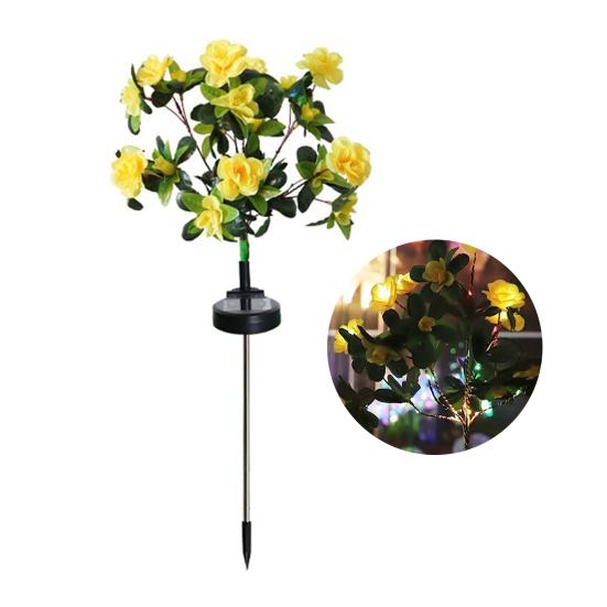 Solar Garden Bloom Light Artificial Azalea Flower Stake Lamp LED Waterproof Pathway Light for Yard Fence Patio Lawn Cemetery Decor