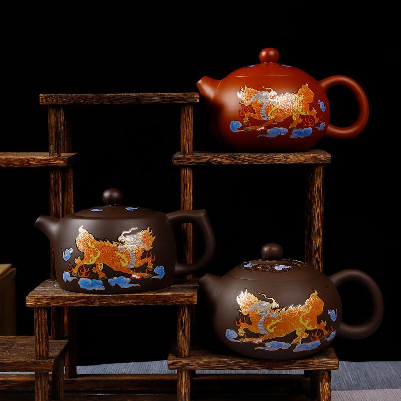 Fire Qilin raw ore color-changing purple clay pot handmade phoenix pot Xishi pot water bird call teapot well bar pot