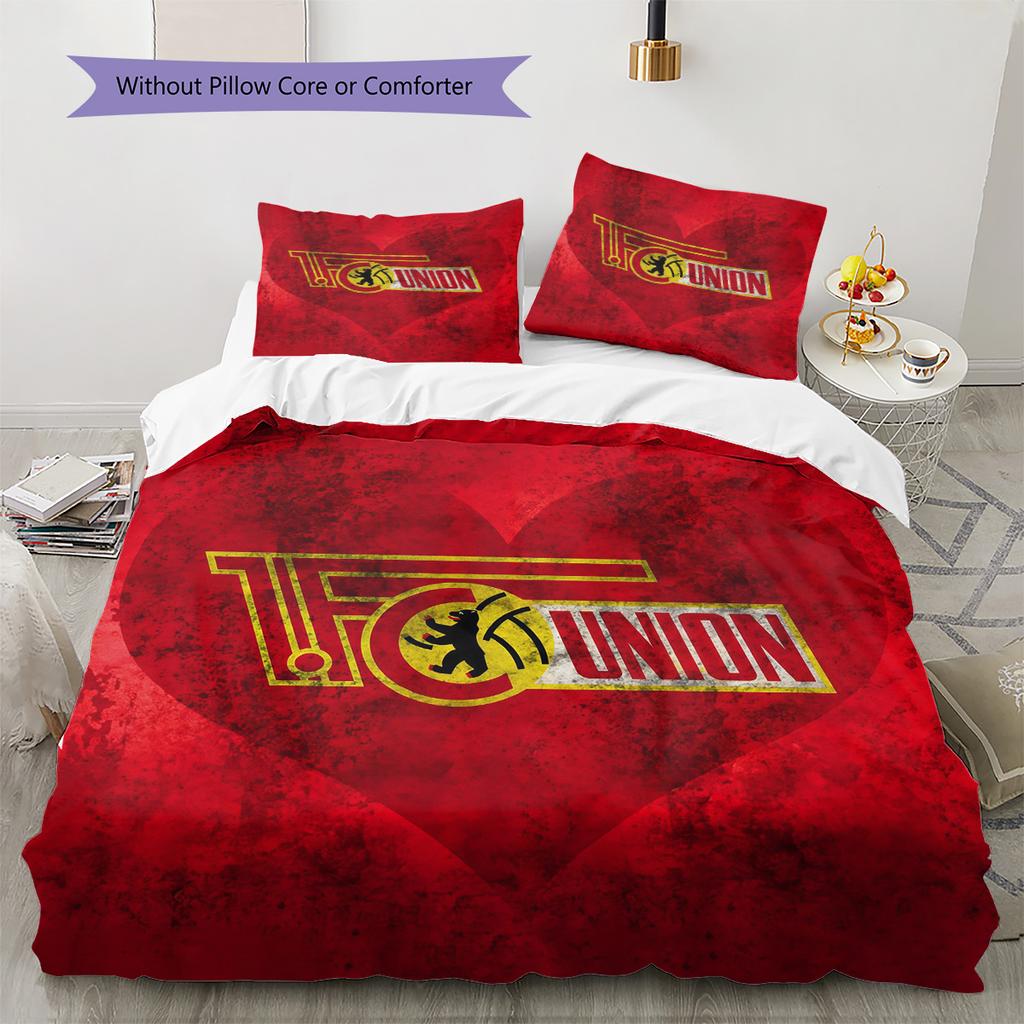 1. FC Union Berlin Muster Bettwäsche Bettdecken-Set Heimdekoration Geschenk (1 Bettbezug + 2 Kissenbezüge (ohne Füllung)).xwn