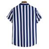Camicia da uomo a maniche corte a righe rosse e bianche, con bottoni, stile casual estivo da spiaggia
