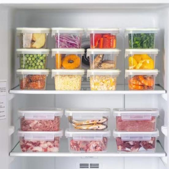 Crisper Food Container with Snap Locking And Flip Lid Seal Box One-Hand Open Microwave Safe Refrigerator Organizer for Fresh Meat And Vegetables