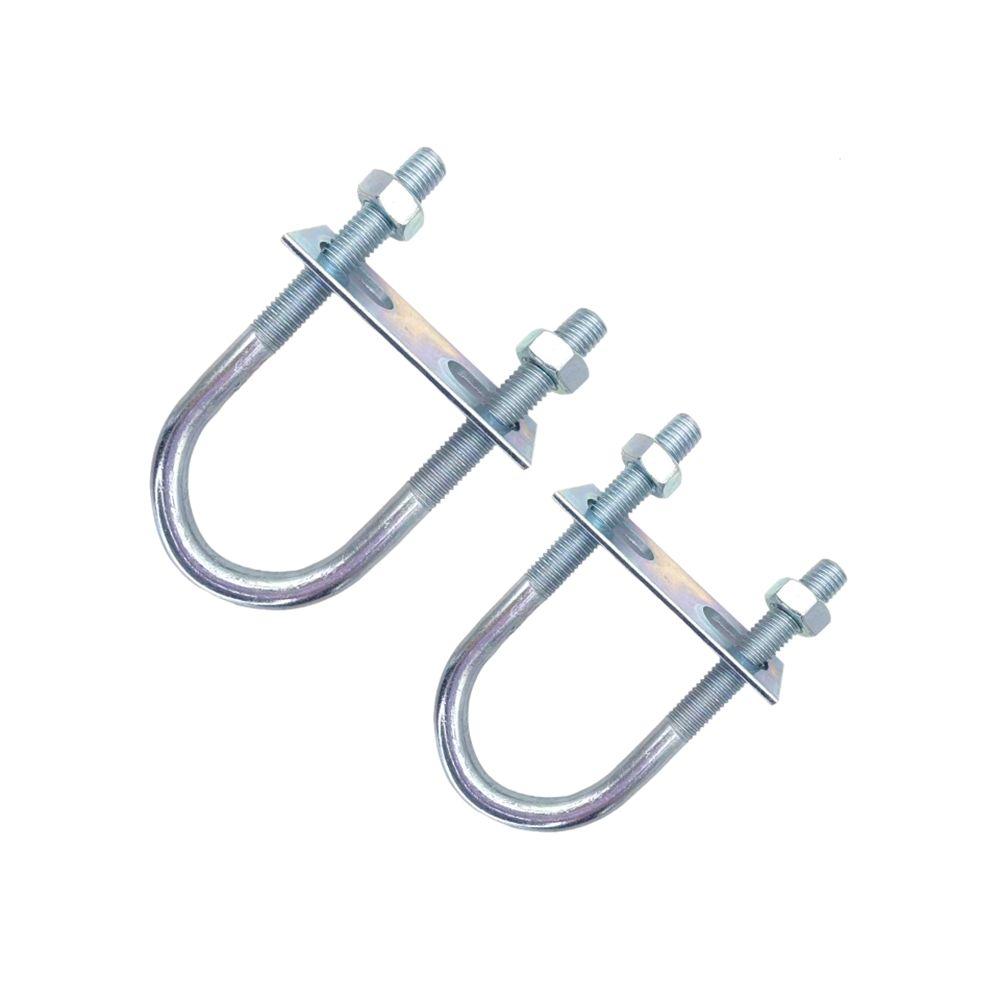 1Pcs Durable Galvanized Q235 Carbon Steel M8 Round Tube Clamp With Baffle Screws Round Bolt Right Angle U-bolt for Round Tube