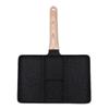 Divided Grill Pan Aluminum Alloy 4 Section Nonstick Stovetop Breakfast Egg Pan with Wood Handle for Home Cooking Frying