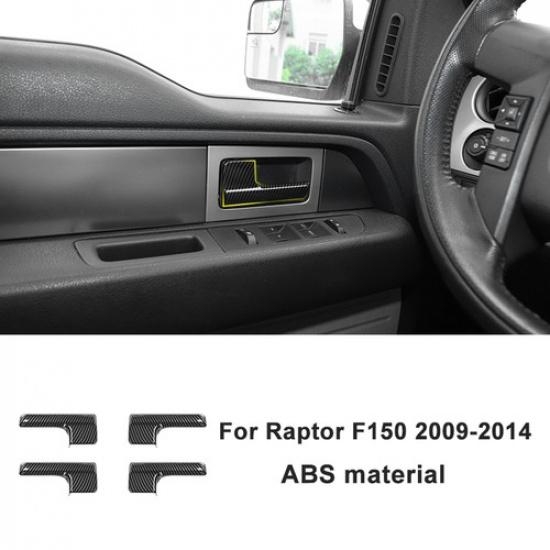 Interior Door Handle Frame Decor Cover Trims for Ford F-150 2009-14 Carbon Fiber