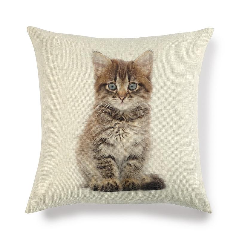 Cartoon Cat Pattern Series Super Soft Cotton and Linen Material Pillow Cover for Home Sofa Decoration Pillow Cover