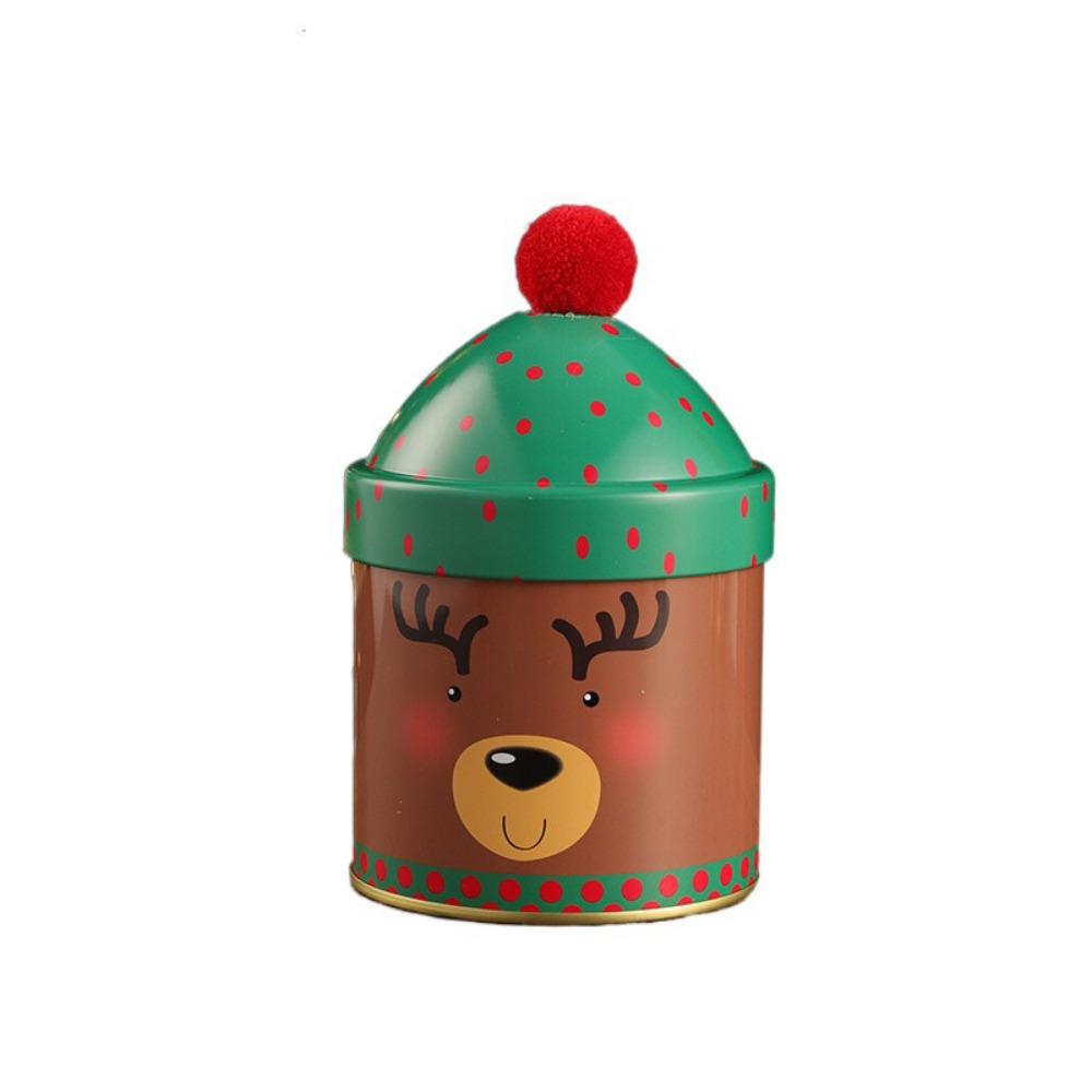 

Tinplate Christmas Hat Storage Tin Santa Claus/Snowman/Penguin Snack Candy Packaing Box New Year Deer