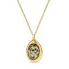 Gold Tone Oval Natural Stone Pendant Necklace, Vintage Cabochon Gemstone Chain for Women Gift