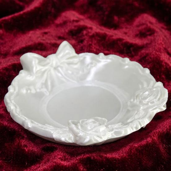 Jewelry Tray with Bow And Flower Decor Multi-Functional Storage Tray Retro