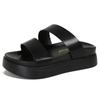 Genuine leather~ Summer double-belt one-word cool slippers with non-slip soft bottom 2025 new open-toed beach women's slippers