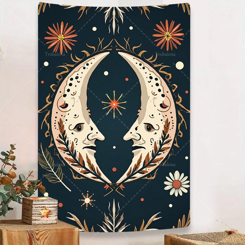 1pc Wall Tapestry Skull Moth Tapestry with Roses and Full Moon, Gothic Boho Wall Art Decor