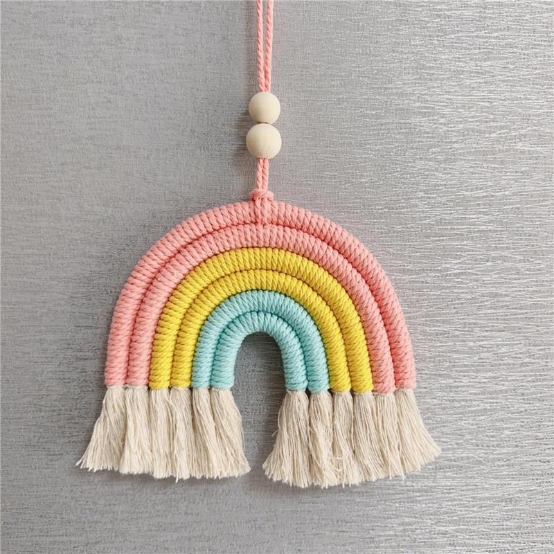 BeHandwovens Cotton Rope Rainbow Tassels Wall Car Pendants Rainbow Wall Hangings Holiday Decorations