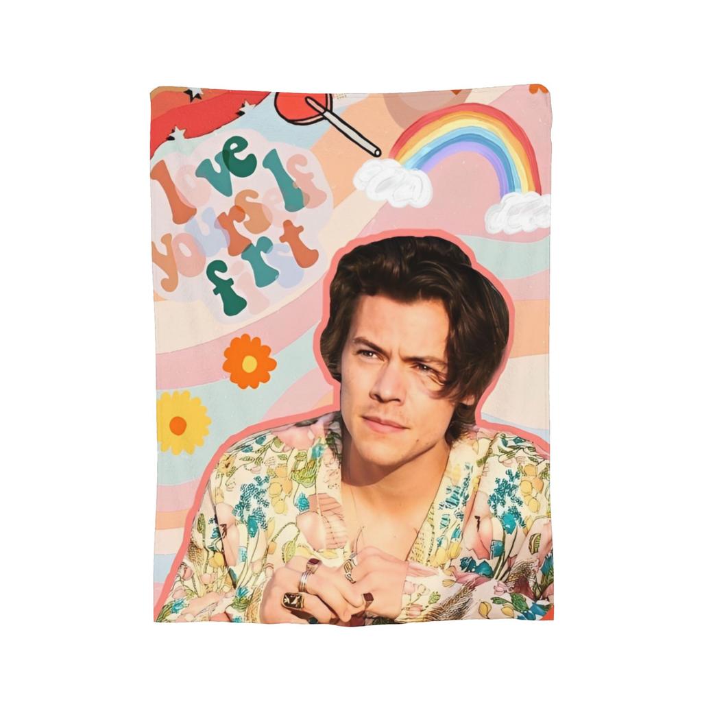 Harry Styles Deka Korálový Fleece Plyš Tištěná Prodyšná Lehká Tenká Přehozovádeka pro Domácnost Pohovku Přehoz na Postel