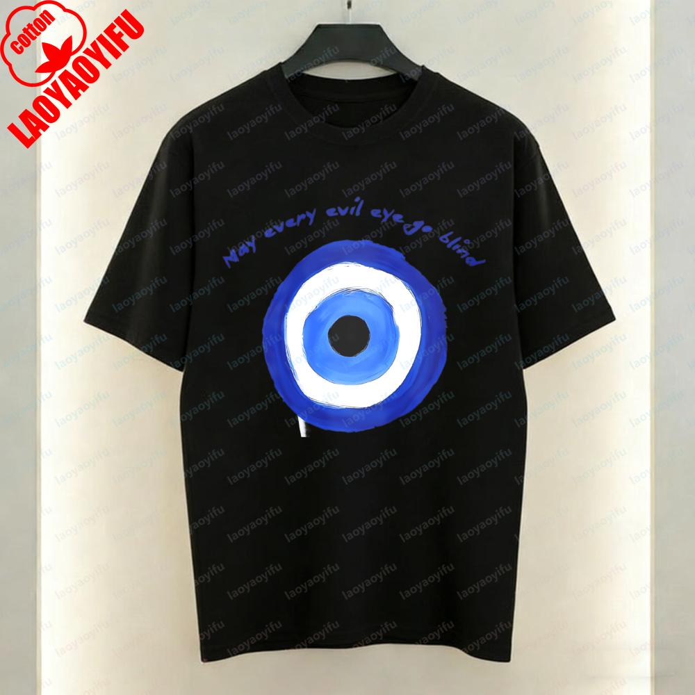 Evil Eye Protection Unisex TShirt Y2K Fashion Blue Unique Graphic TOPS Trendy Casual Style Cotton Tee Streetwear Unisexs Womens