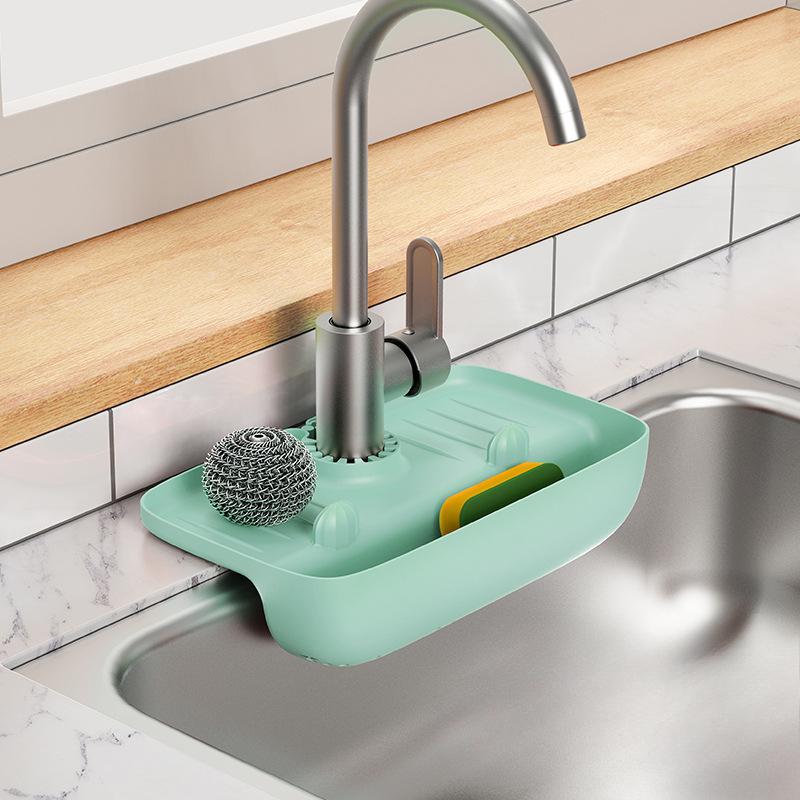 1PC Faucet Drain Rack Washing Table Faucet Splash-proof Drain Pad Silicone Storage Rack Kitchen Drain Rack
