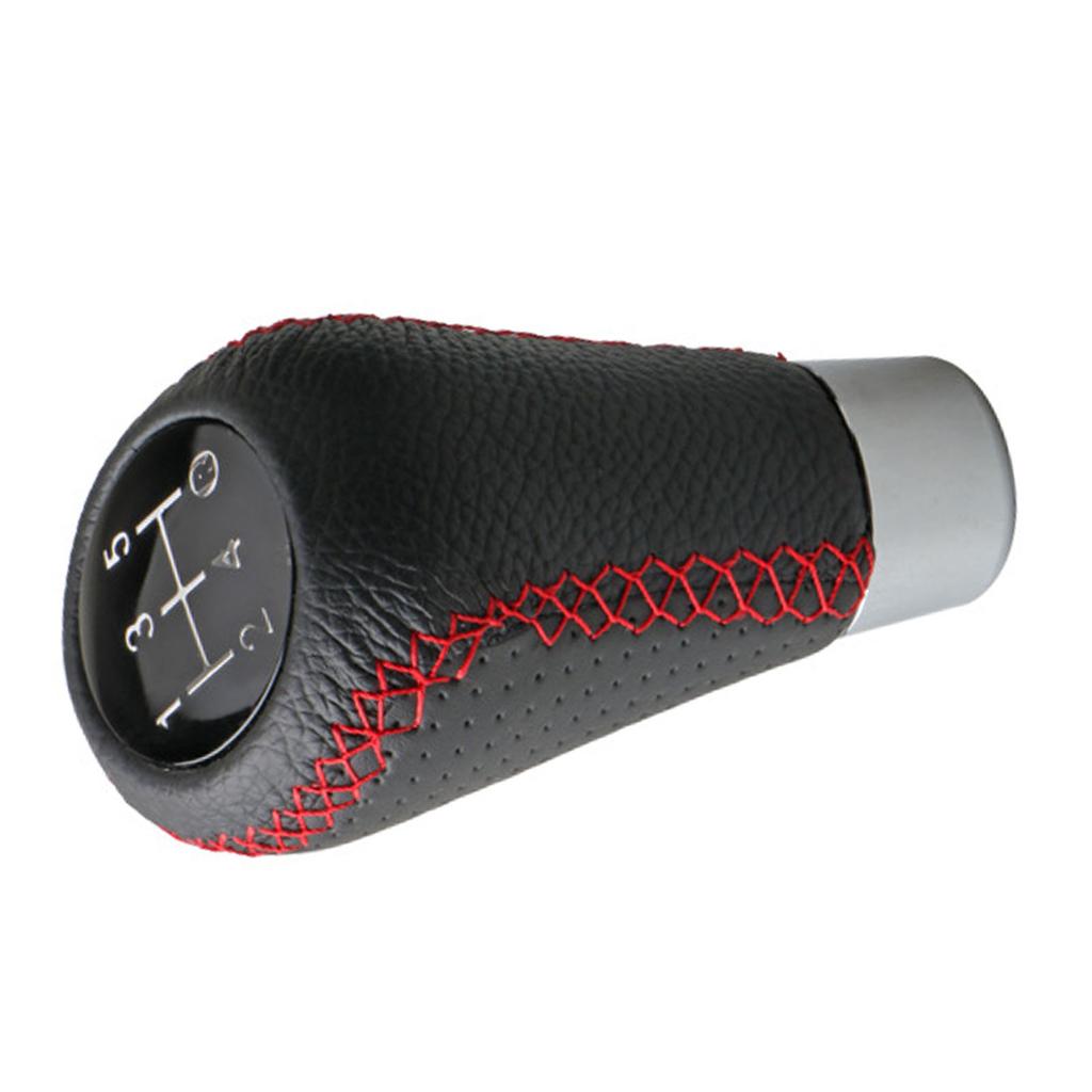 5 Speed Gear Shifter Head Genuine Leather Gear Shifter Knob Head Universal for Manual Gear Cars Red