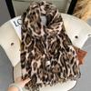 Soft Leopard Print Thickened Scarf Winter Shawl Lightweight Polyester Neckerchief Shawl For Women And Girls