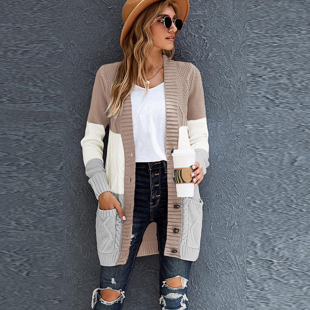 Autumn/Winter V-Neck Single-Breasted Long Cardigan for Women - European American Knitwear