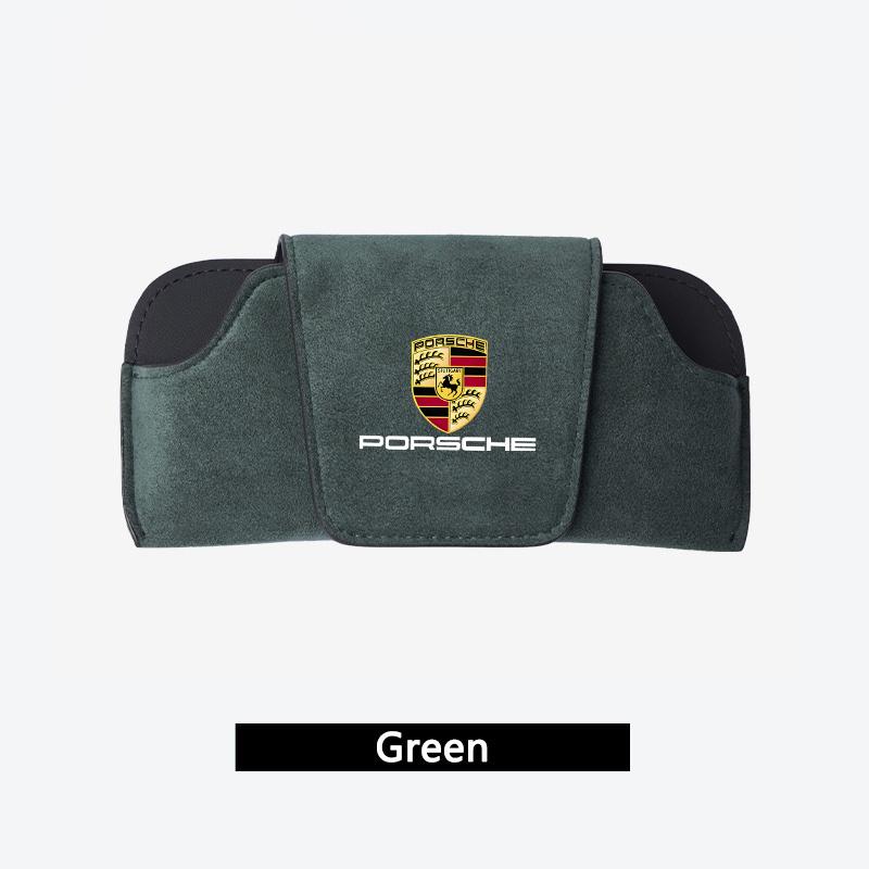 Suede Car Glasses Box Sun Visor Glasses Case Storage For Porsche Cayenne Panamera Macan 911 718 Taycan Boxster Cayman 918 Pajun