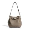 New lychee pattern bucket bag fashionable women's messenger bag women's solid color fashionable versatile leather shoulder armpit bag