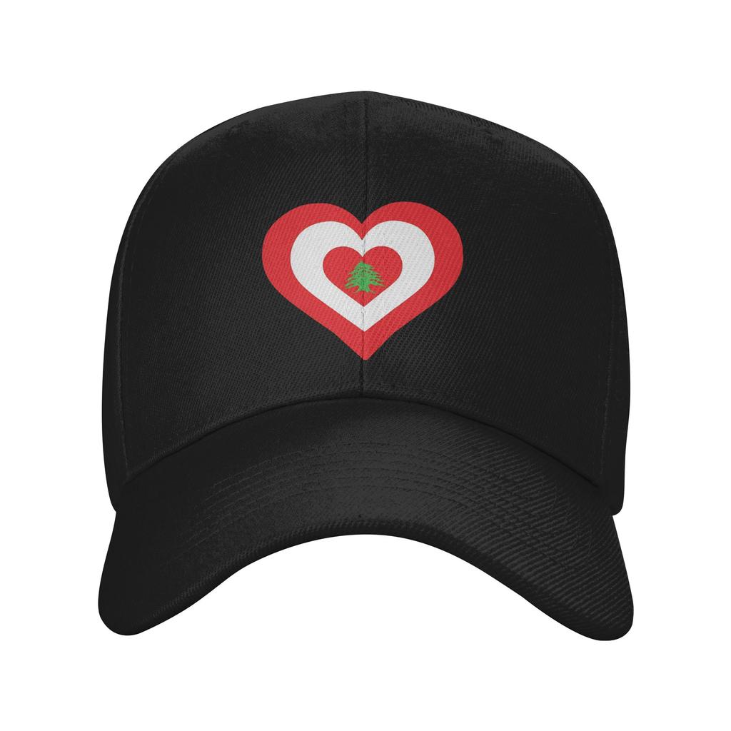 Lebanon Flag Heart Cap Retro Dad Hat For Unisex Women Adjustable Casual Headwear